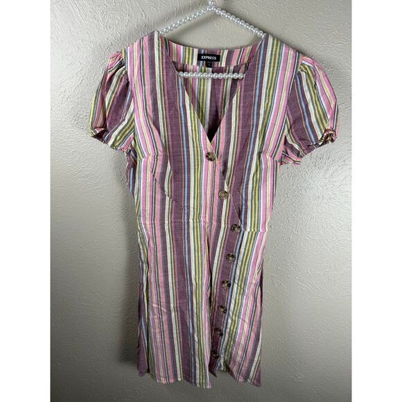Express Dresses & Skirts - Express Size Small Dress Lightweight Cotton Preppy Spring Colorful Stripe Summer